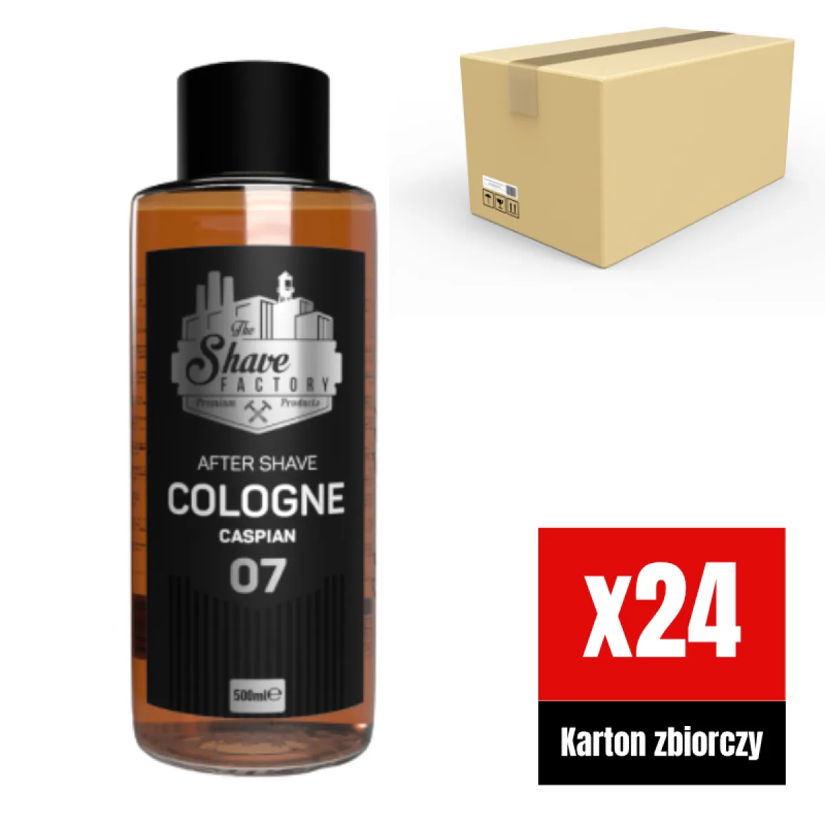 The Shave Factory - Caspian 07 After Shave Cologne - Perfumowana Woda Kolońska po Goleniu KARTON 24x500ml GLASS