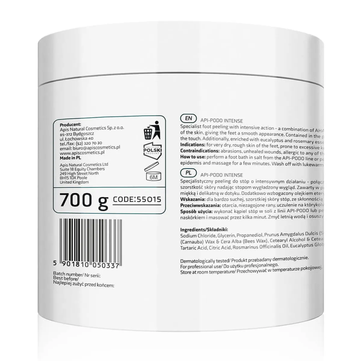 Apis - Api-Podo Intense - Złuszczajacy peeling do stóp z kwasami AHA i mocznikiem 700g