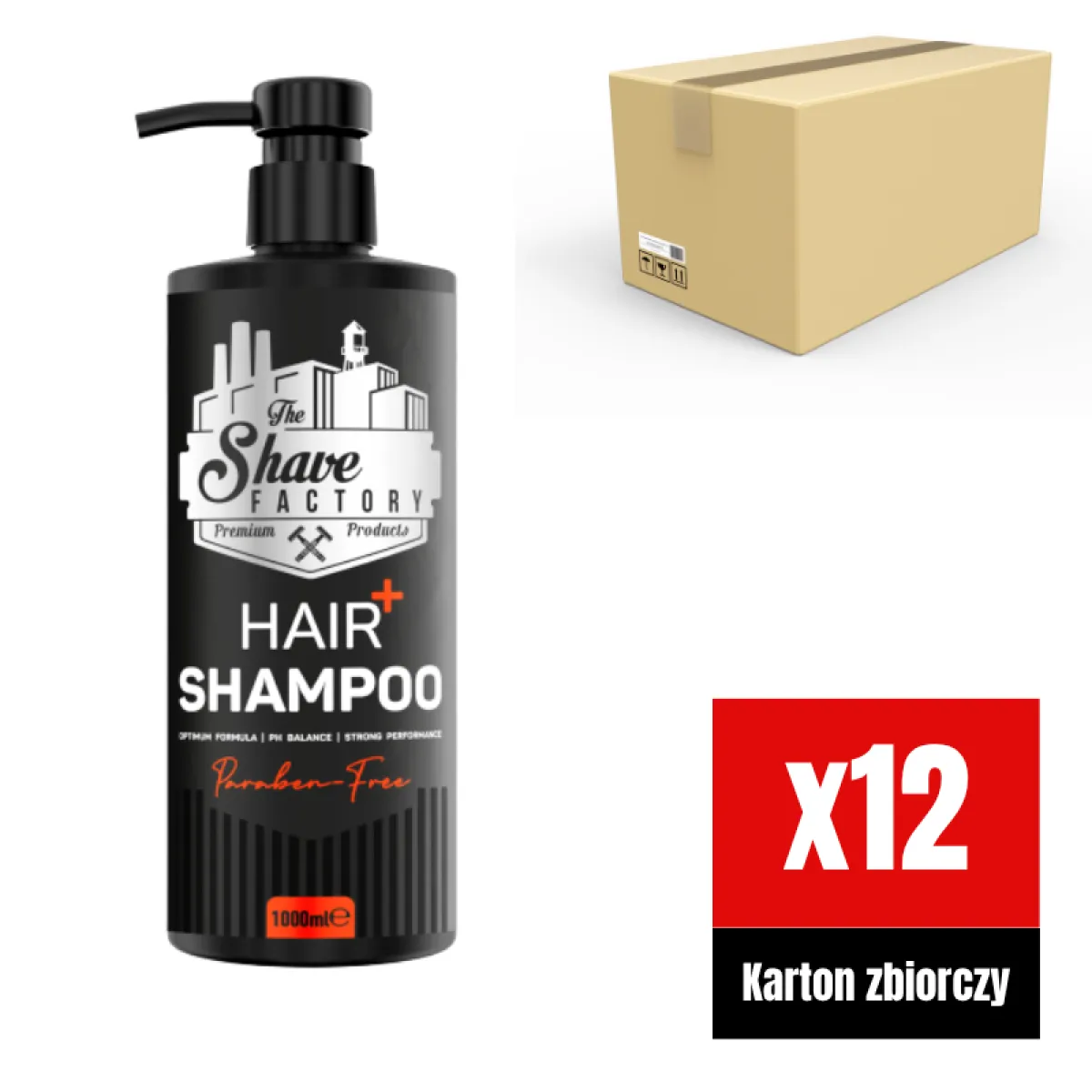 The Shave Factory - Hair Shampoo - Szampon do włosów bez parabenów KARTON 12x1000ml