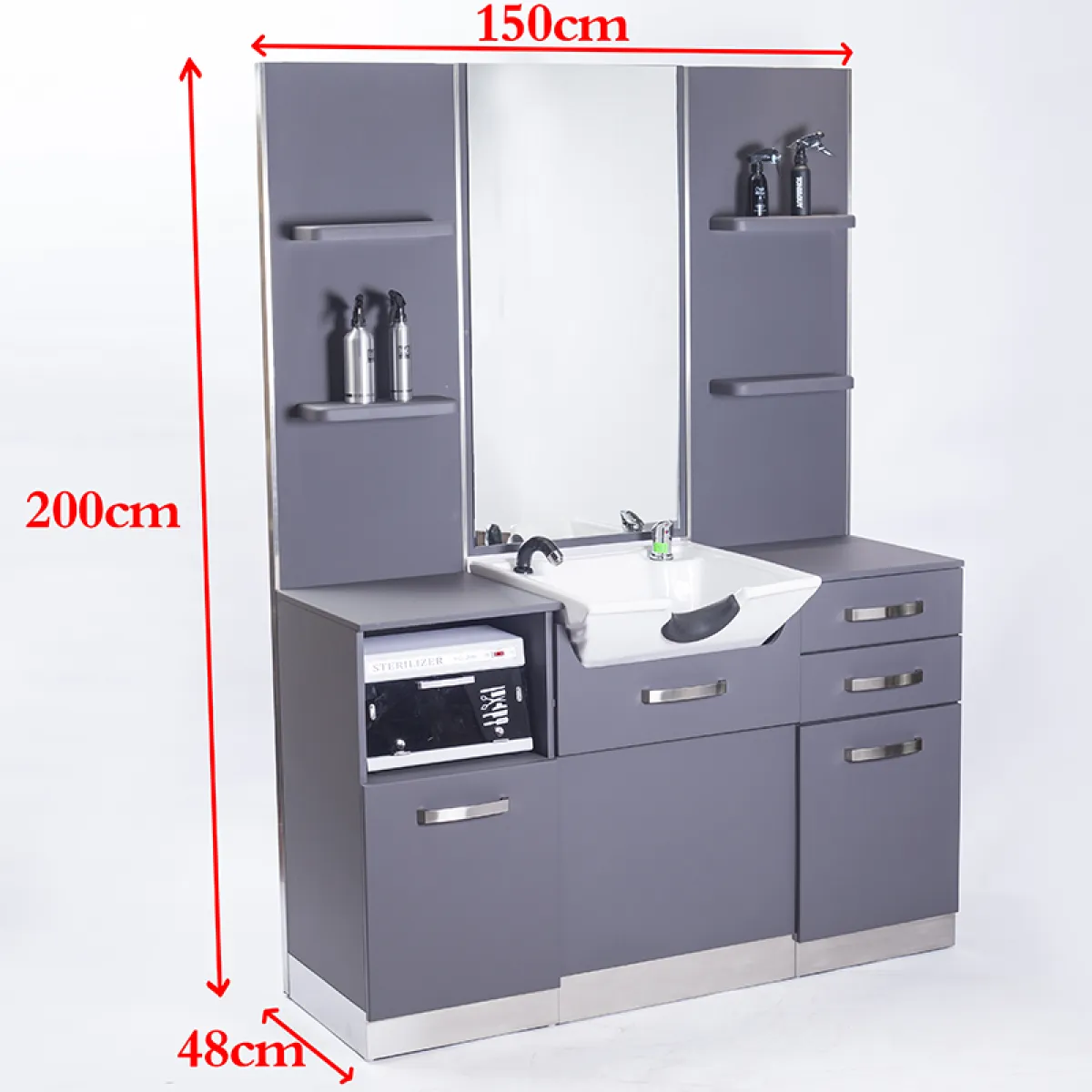 Konsola fryzjerska z umywalką Gabbiano B085 szara