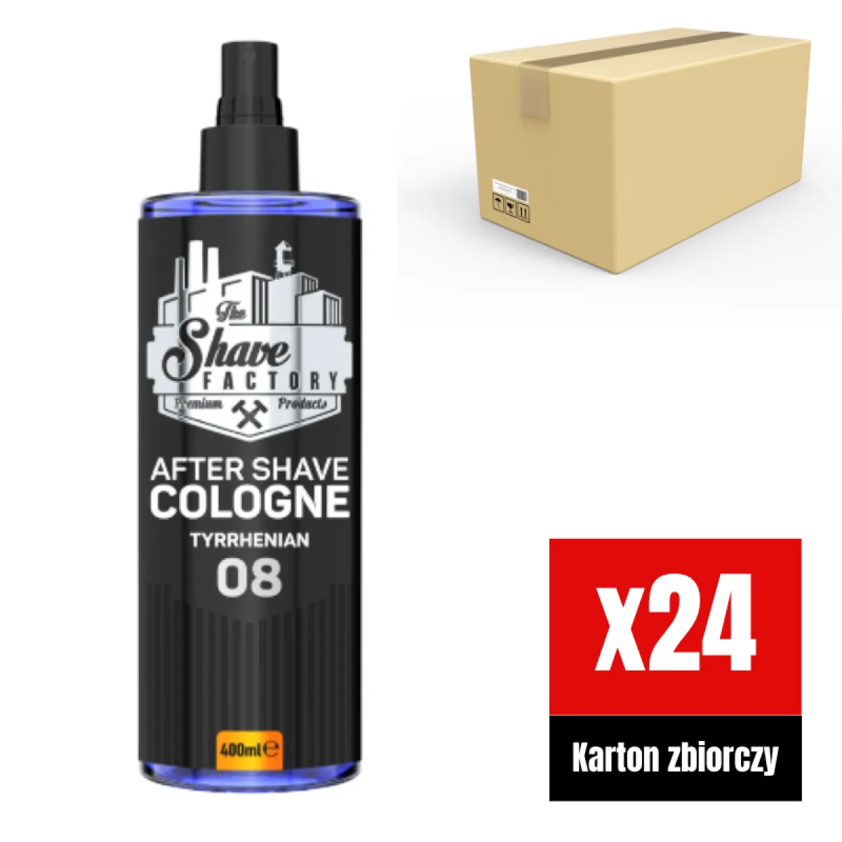 The Shave Factory - Tyrrhenian 08 After Shave Cologne Spray - Perfumowana Woda Kolońska po Goleniu KARTON 24x400ml