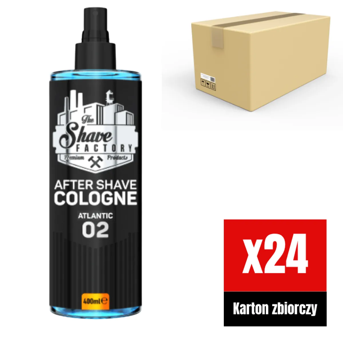 The Shave Factory - Atlantic 02 After Shave Cologne Spray - Perfumowana Woda Kolońska po Goleniu KARTON 24x400ml