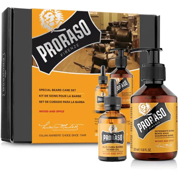 Proraso - Wood & Spice - DUOPACK Szampon 200ml i olejek do brody 30ml - Zestaw