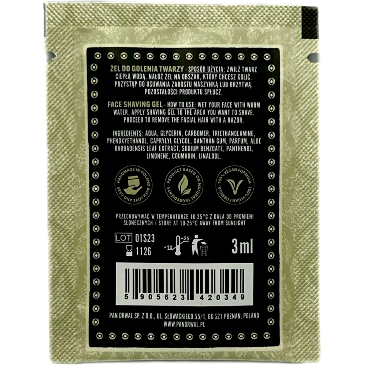 Pan Drwal - Original Face Shaving Gel - Żel do precyzyjnego golenia 3ml