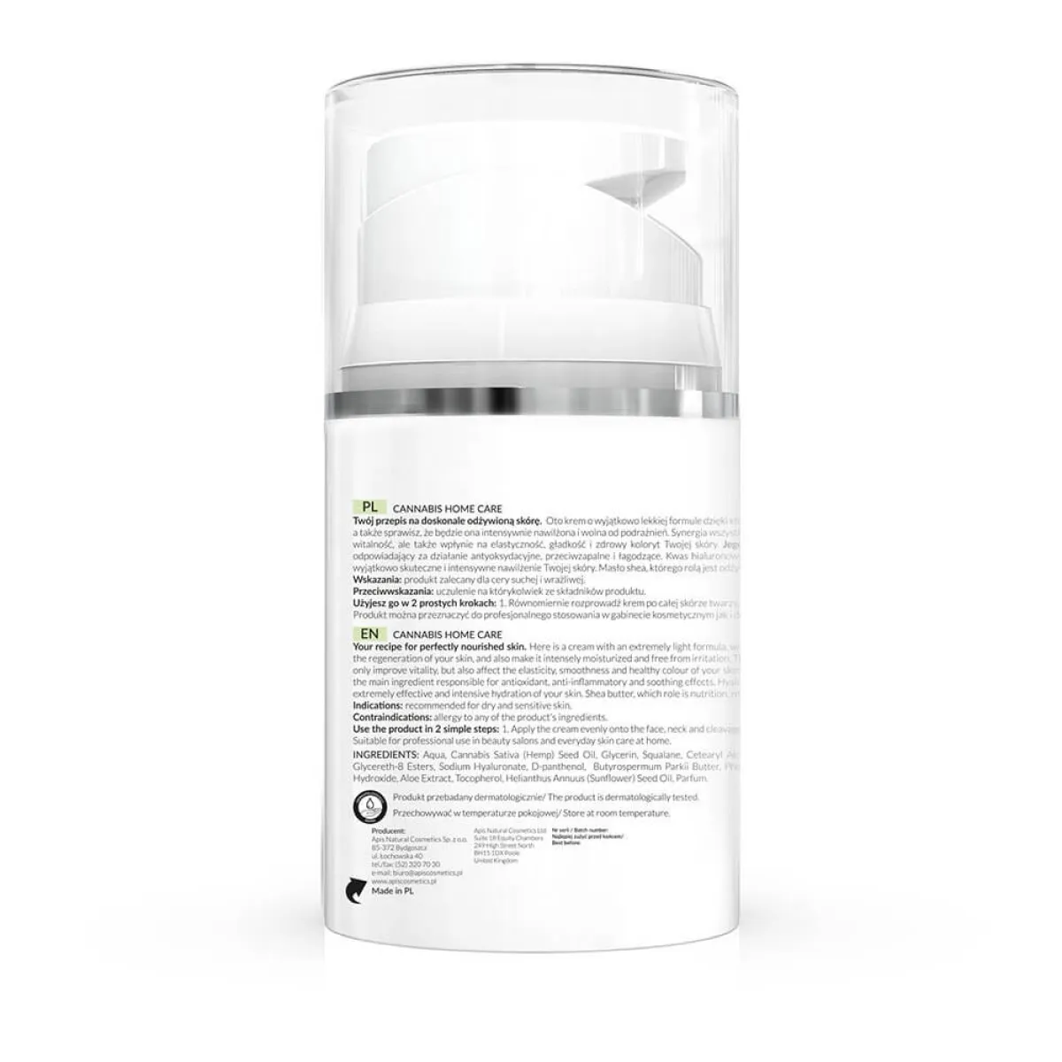 Apis - Cannabis Home Care - Krem Łagodząco-regenerujący do twarzy na bazie oleju konopnego 50ml