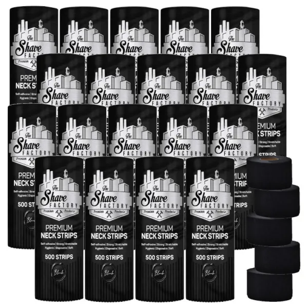 The Shave Factory - Premium Black Neck Strip -Kryza, kołnierzyki fryzjerskie w czarnym kolorze PAKIET 20x 500szt.