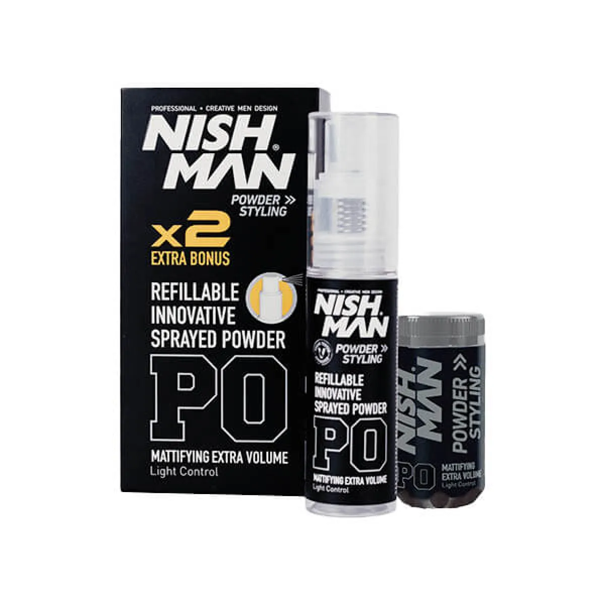 Nishman - P0 Spray Styling Powder -  Puder do Włosów w Sprayu z Zapasem 20g + 20g