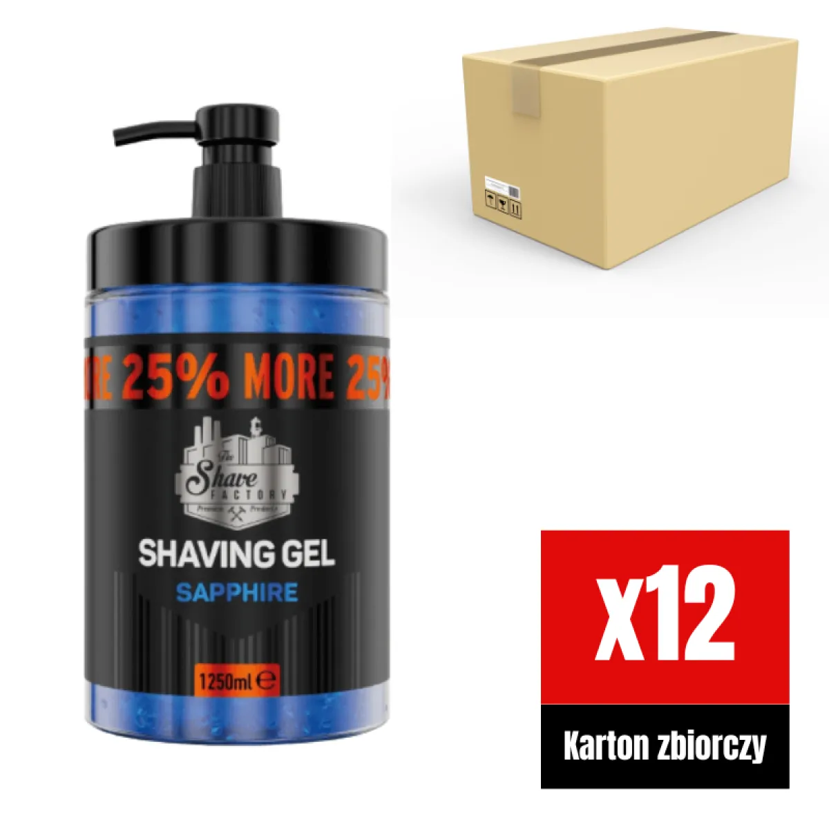 The Shave Factory - Sapphire Shaving Gel - Żel do precyzyjnego golenia KARTON 12x1250ml