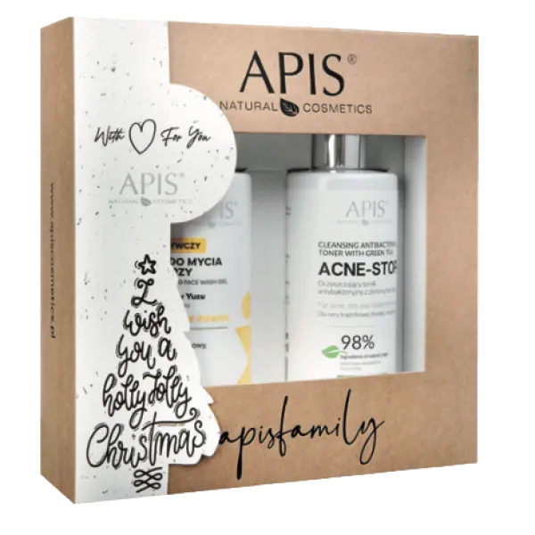 Apis - Ceramide Powder - Żel do mycia twarzy, Acne-Stop Tonik - Zestaw Świąteczny