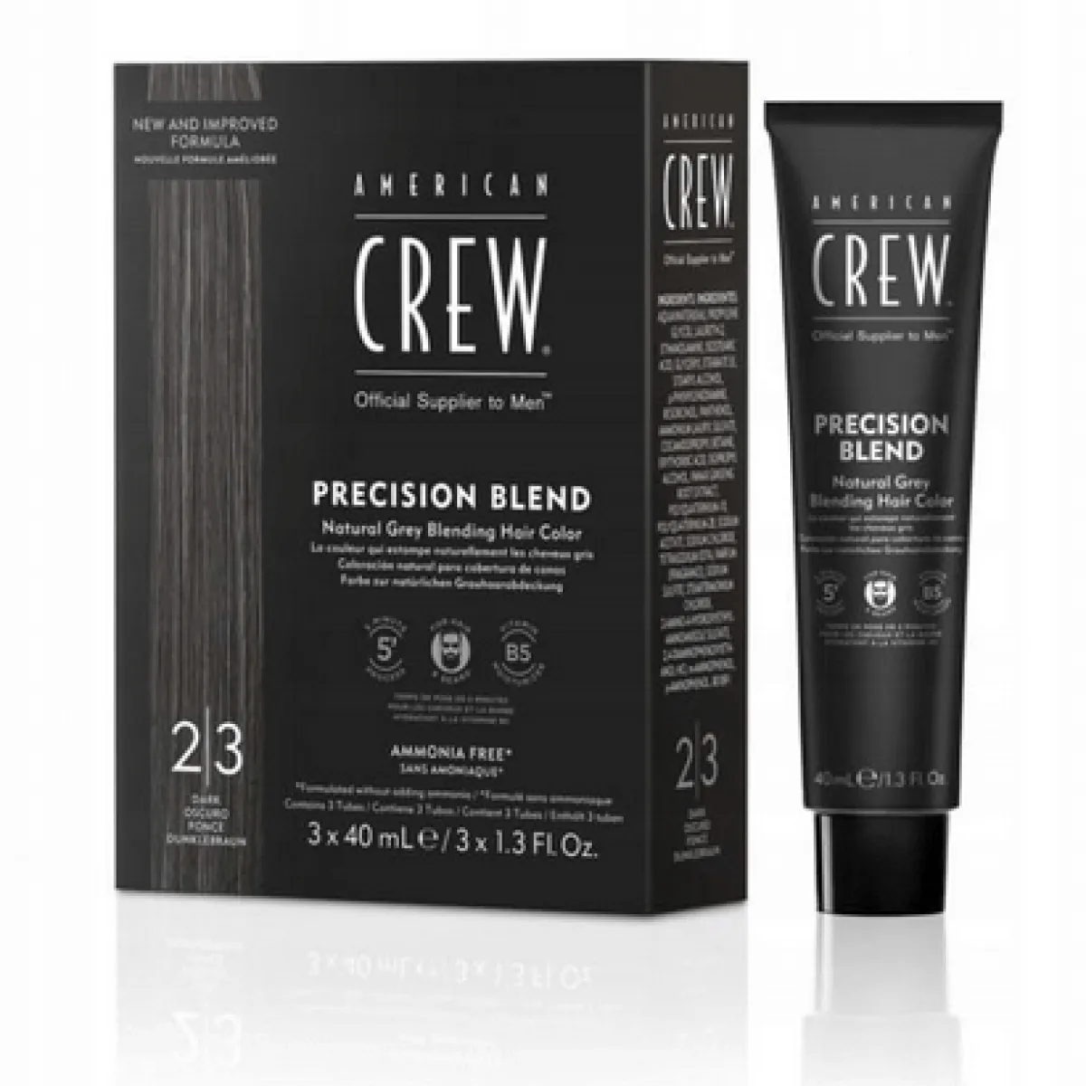 American Crew - Precision Blend - Odsiwiacz do włosów i brody, (2-3) czarny 3x40ml