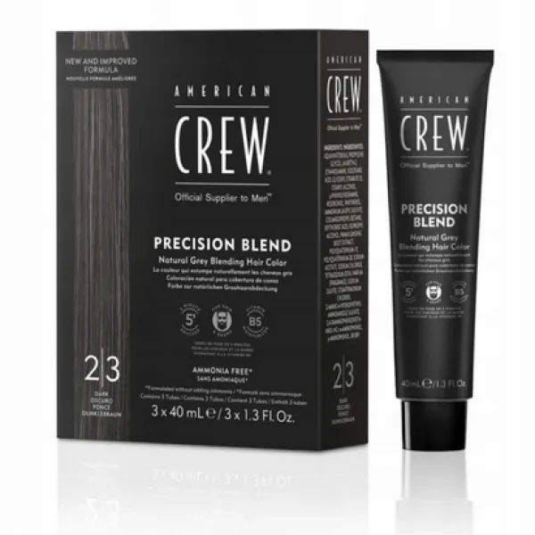 American Crew - Precision Blend - Odsiwiacz do włosów i brody, (2-3) czarny 3x40ml