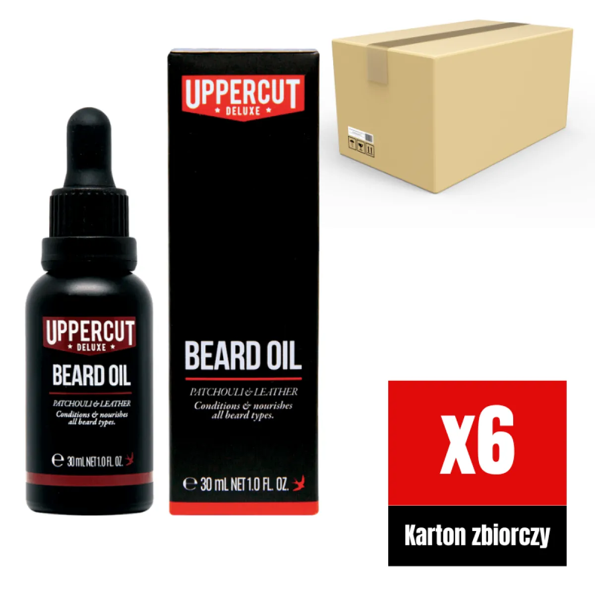 Uppercut Deluxe - Beard Oil - Olejek do brody KARTON 6x30ml