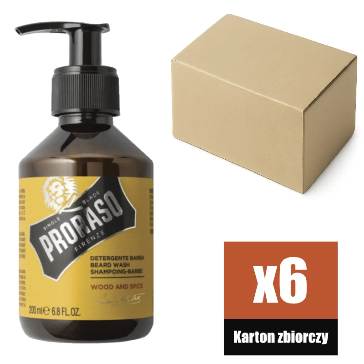 Proraso - Wood & Spice - Szampon do brody KARTON 6x200ml
