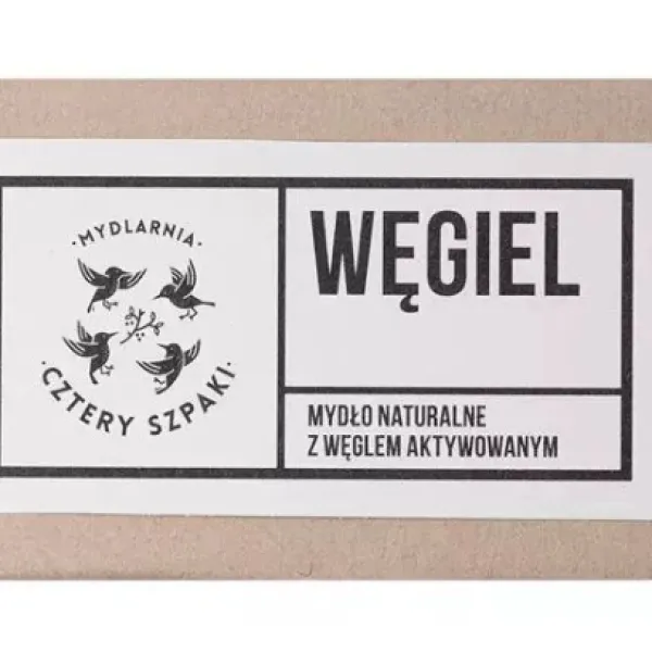 Cztery Szpaki - Węgiel - Naturalne mydło w kostce do cery trądzikowej 110g
