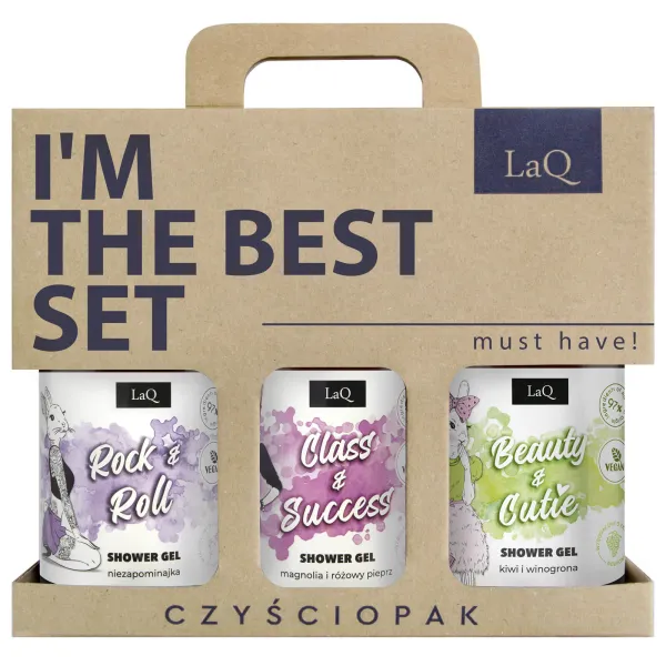 LaQ - Six Pack - Damski Kiwi i Winogrona, Magnolia i Różowy Pieprz i Niezapominajka - Zestaw Żeli Pod Prysznic 6x100ml