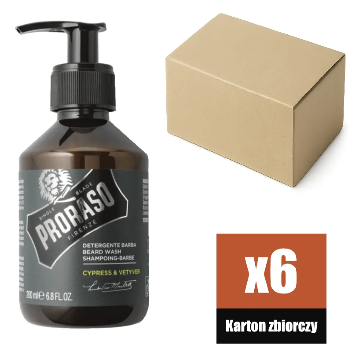 Proraso - Cypress & Vetyver - Szampon do brody KARTON 6x200ml