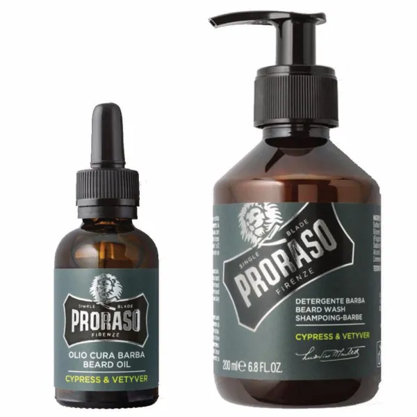 Proraso - Cypress & Vetyver - Szampon i olejek do brody - Zestaw