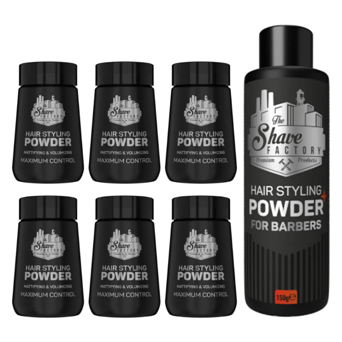 The Shave Factory - Hair Styling Powder Salon Pack - Puder do stylizacji włosów 6x20g + Salon Size 150g