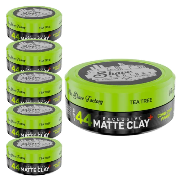 The Shave Factory - Exclusive Matte Clay Comb-Over Power 44 - Matowa glinka do włosów - Pakiet 6x150ml