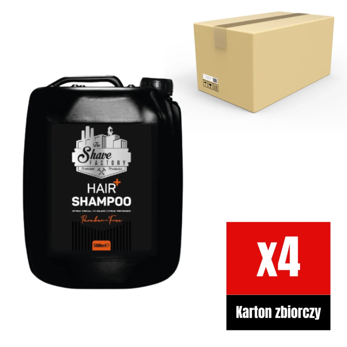 The Shave Factory - Hair Shampoo - Szampon do włosów, Barber Size KARTON 4x5000ml
