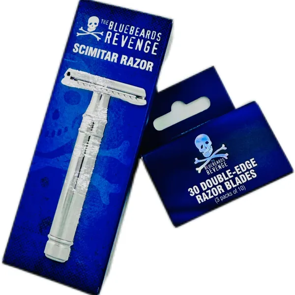 The Bluebeards Revenge - ZESTAW Scimitar Razor - Klasyczna maszynka do golenia + żyletki 30 szt