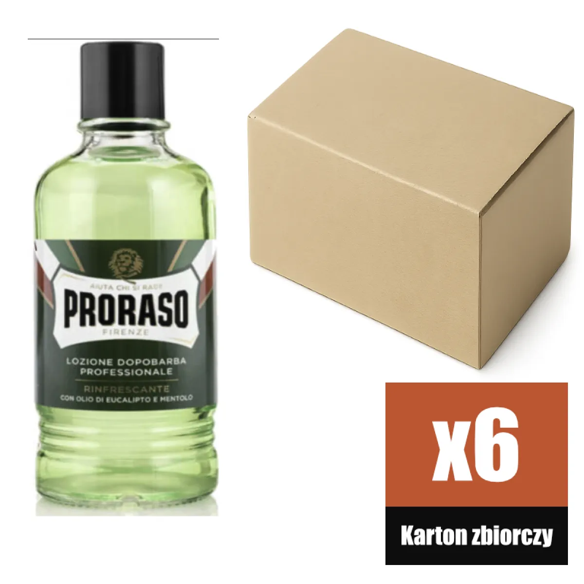 Proraso - Refreshing, linia Zielona - Aftershave, Woda po goleniu KARTON 6x400ml