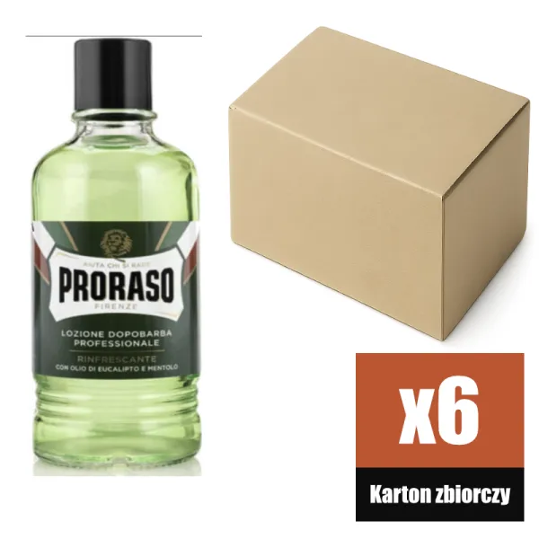 Proraso - Refreshing, linia Zielona - Aftershave, Woda po goleniu KARTON 6x400ml