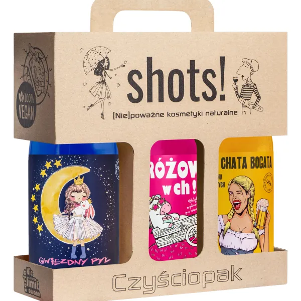 LaQ - Czyściopak Gwiezdny SHOTS! - Zestaw na prezent, żel pod prysznic 3x500ml