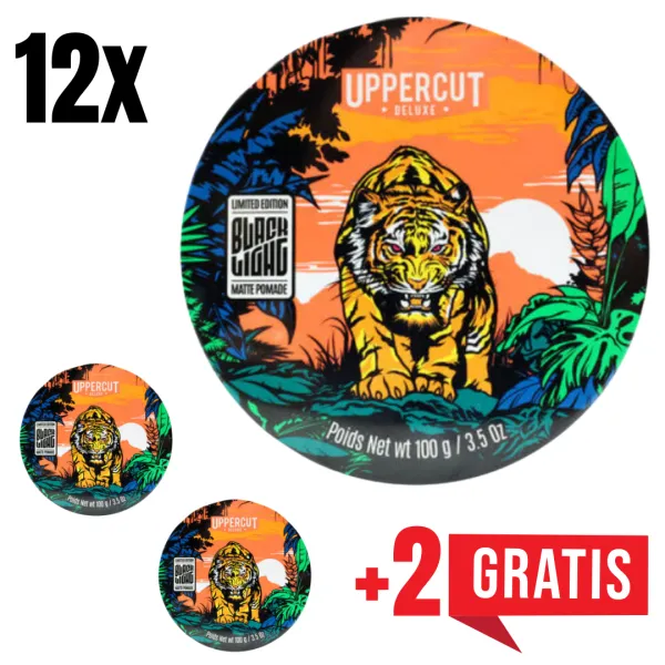 Uppercut Deluxe - Matte Pomade Limited Edition - Blacklight 100g - Wodna pomada do włosów ZESTAW 12+2