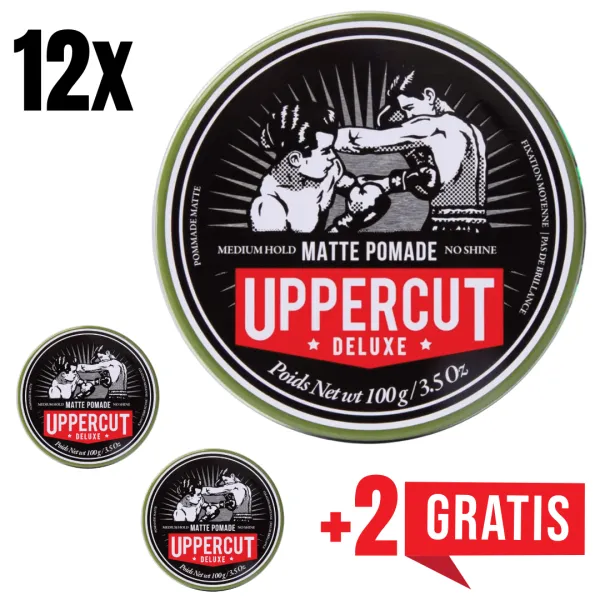 Uppercut Deluxe - Matte Pomade - Wodna pomada do włosów 100g ZESTAW 12+2