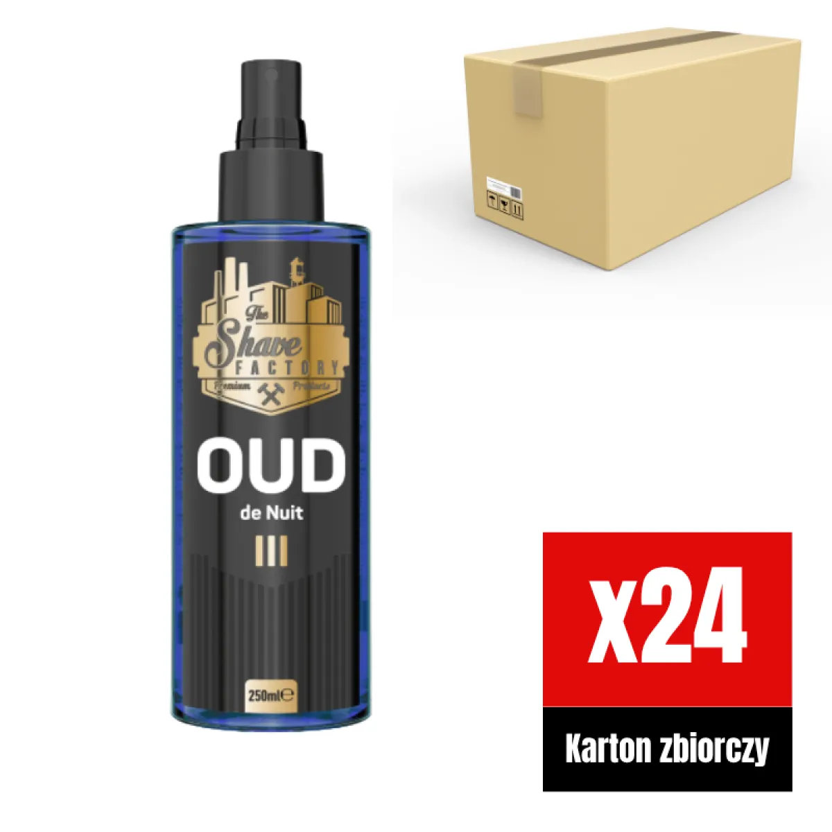 The Shave Factory - OUD III De Nuit After Shave Cologne - Perfumowana Woda po Goleniu KARTON 24x250ml