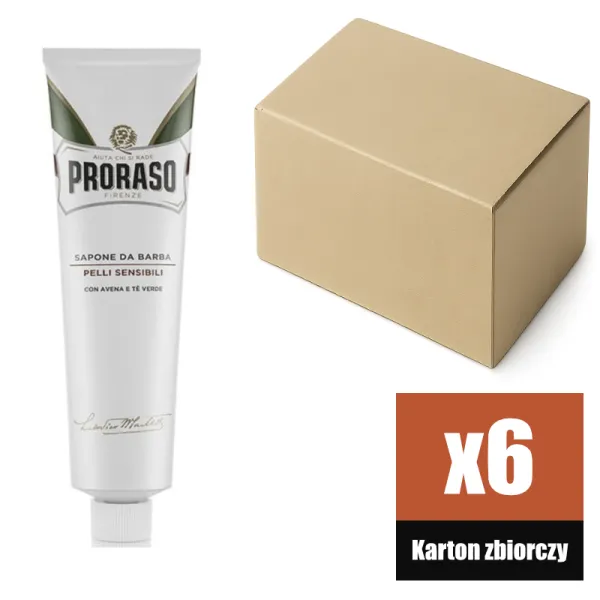 Proraso - Sensitive, linia Biała - Krem do golenia w tubie KARTON 6x150ml