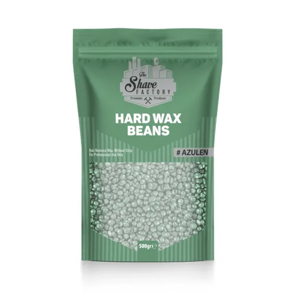 The Shave Factory - Hard Wax Beans Azulen - Twardy Wosk Do Depilacji w zielonym kolorze 500g
