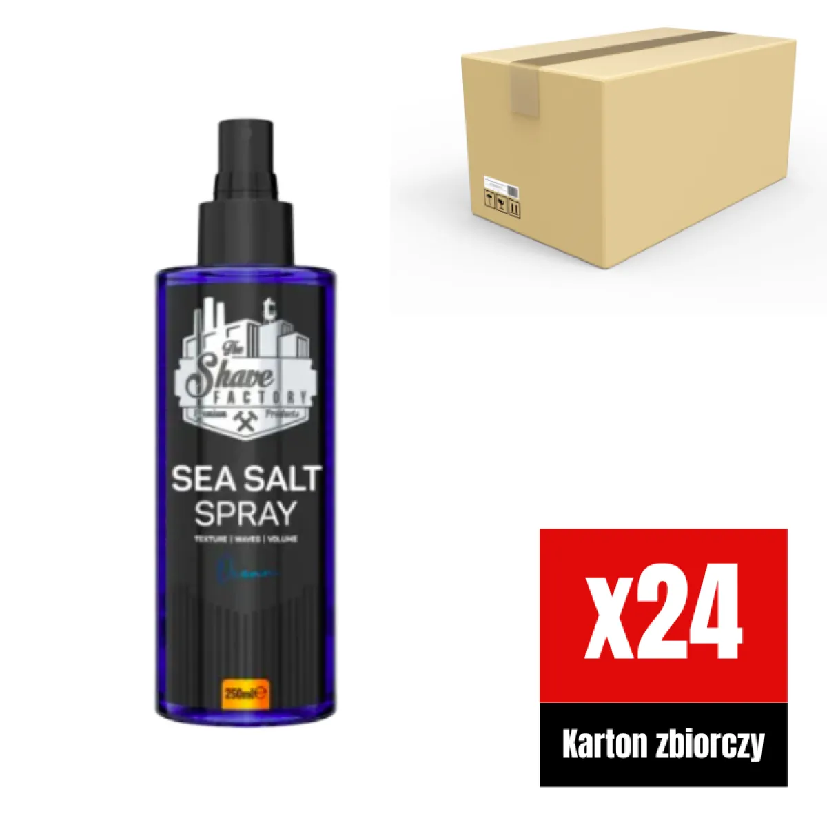 The Shave Factory - Sea Salt Spray - Tonik do włosów na bazie soli morskiej KARTON 24x250ml