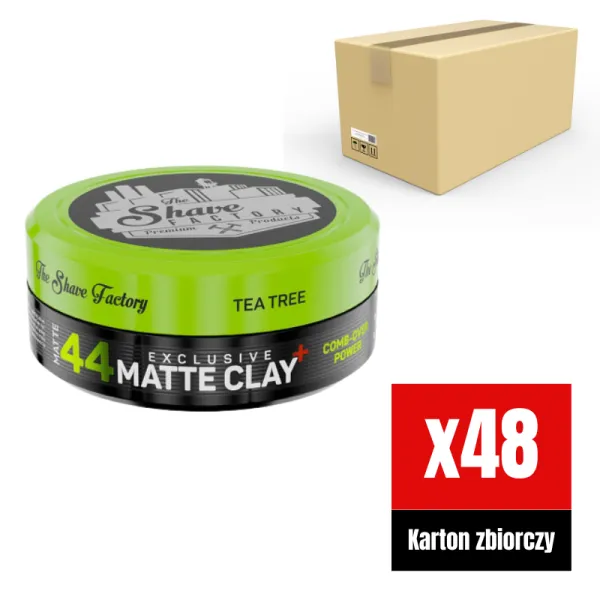 The Shave Factory - Exclusive Matte Clay Comb-Over Power 44 - Matowa glinka do włosów KARTON 48x150ml