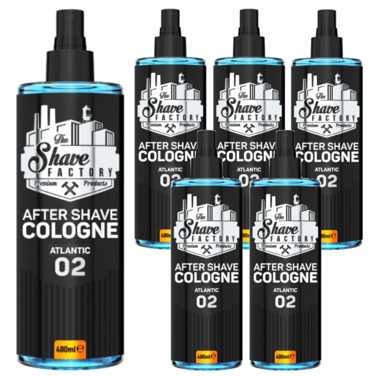 The Shave Factory - Atlantic 02 After Shave Cologne Spray - Perfumowana Woda Kolońska po Goleniu - Pakiet 6x400ml