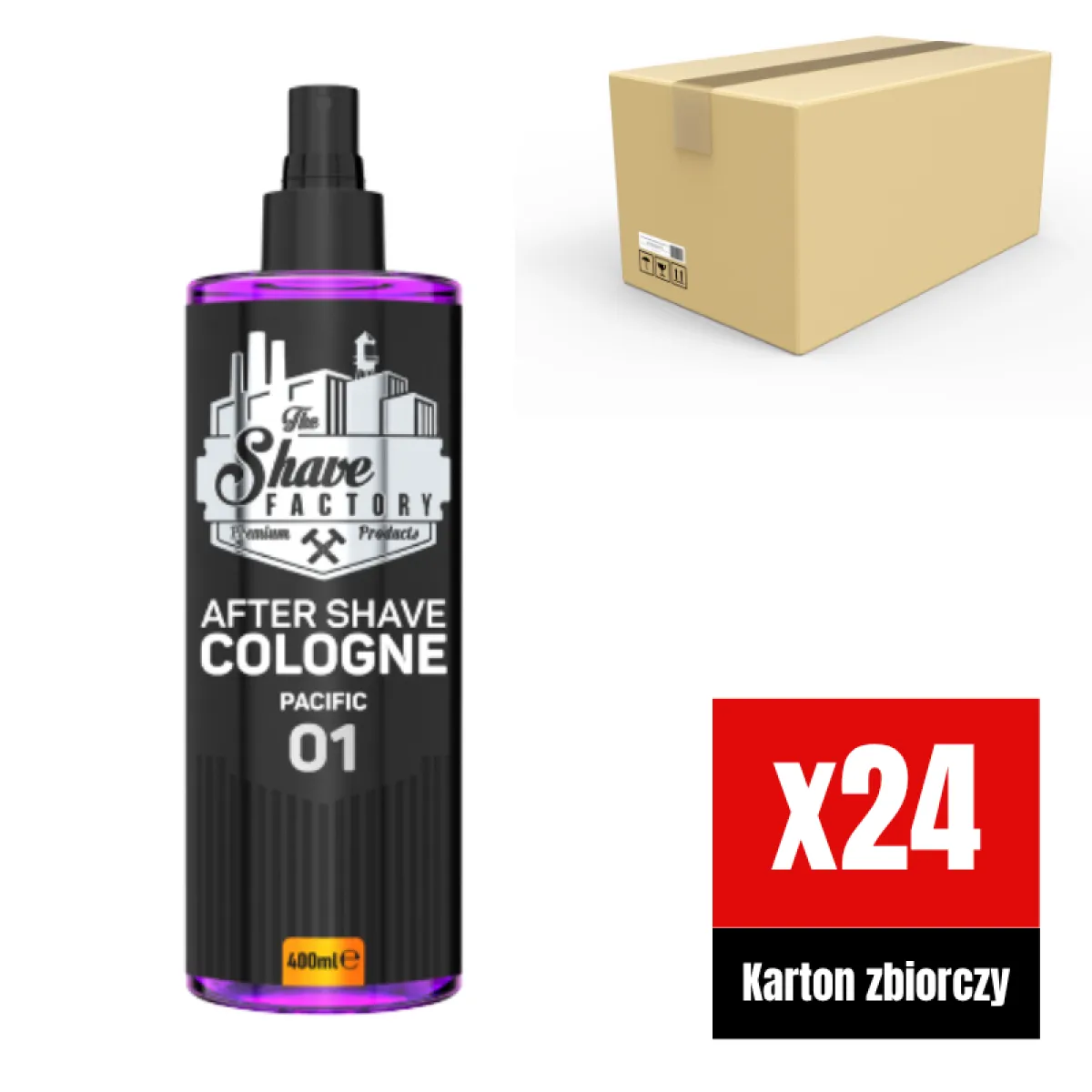 The Shave Factory - Pacific 01 After Shave Cologne Spray - Perfumowana Woda Kolońska po Goleniu KARTON 24x400ml