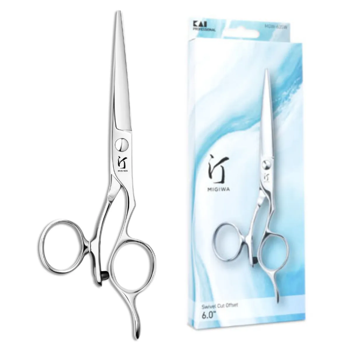 KAI Japan - Migiwa - MGW 60 SW - Japońskie nożyczki fryzjerskie/barberskie obrotowe roz. 6,0 dla praworęcznych