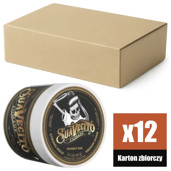 Suavecito - Firme Hold (STRONG) Whiskey Bar Pomade - Pomada do Włosów KARTON 12x113g