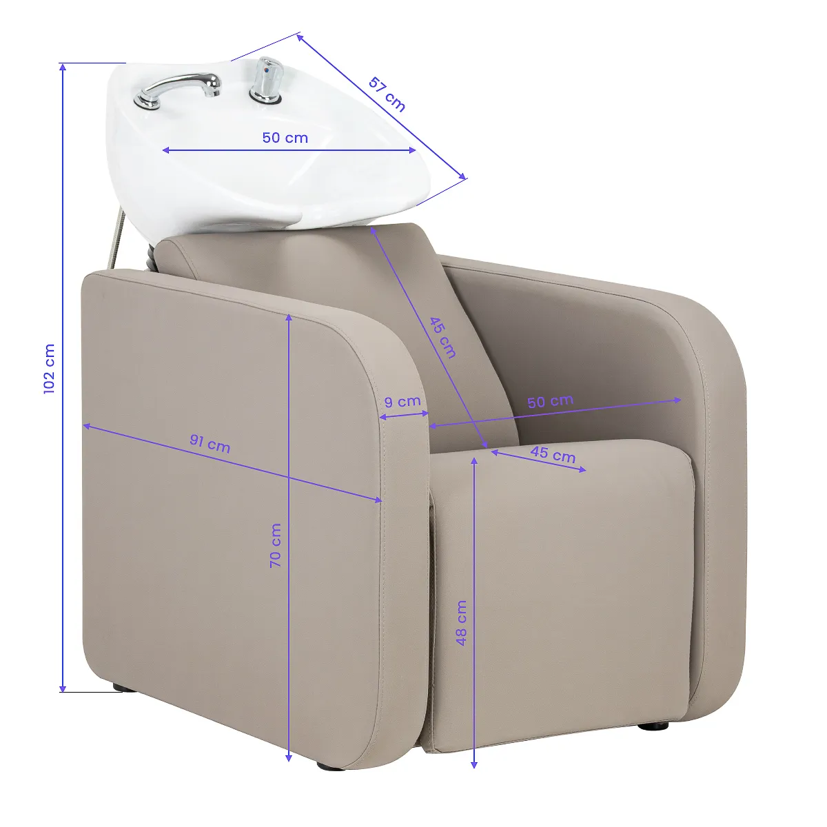 Myjnia fryzjerska elektryczna Gabbiano Sylvia z podnóżkiem beżowa