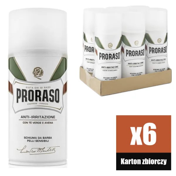 Proraso - Sensitive, linia Biała - Pianka do golenia KARTON 6x300ml