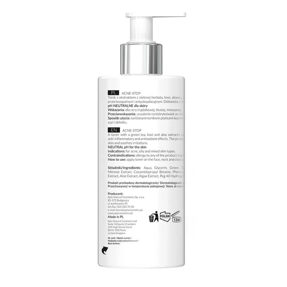 Apis - Acne-Stop Home Terapis - Oczyszczający tonik antybakteryjny z zieloną herbatą 300ml