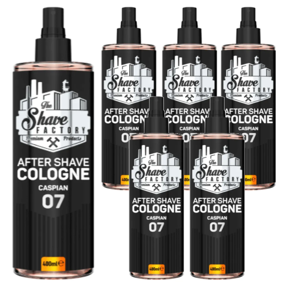 The Shave Factory - Caspian 07 After Shave Cologne Spray - Perfumowana Woda Kolońska po Goleniu - Pakiet 6x400ml