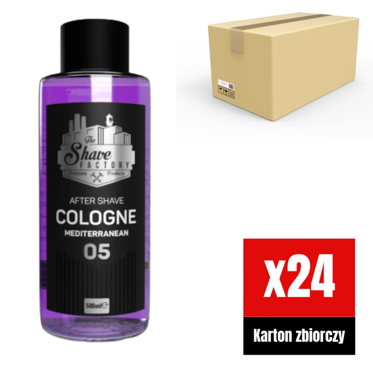 The Shave Factory - Mediterranean 05 After Shave Cologne - Perfumowana Woda Kolońska po Goleniu KARTON 24x500ml GLASS