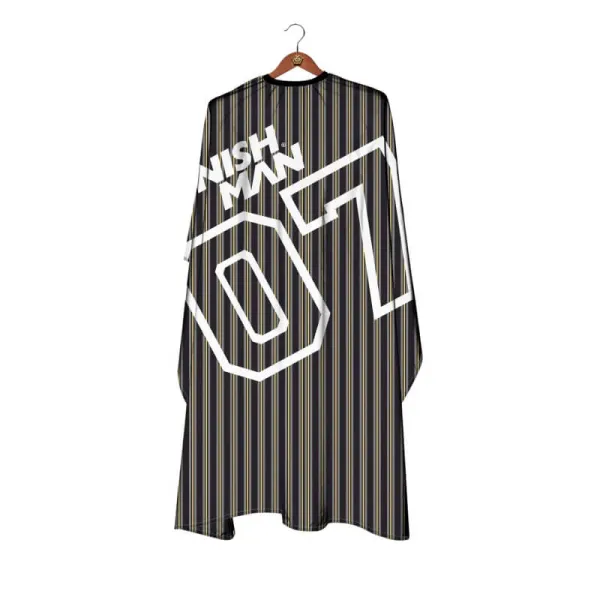 Nishman - Barber Cape 07 - Peleryna Fryzjerska, Czarna w Paski