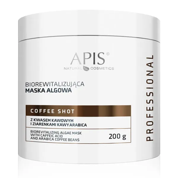 Apis - Coffee Shot - Biorewitalizująca maska algowa do twarzy z kwasem kawowym i ziarenkami kawy Arabica 200g