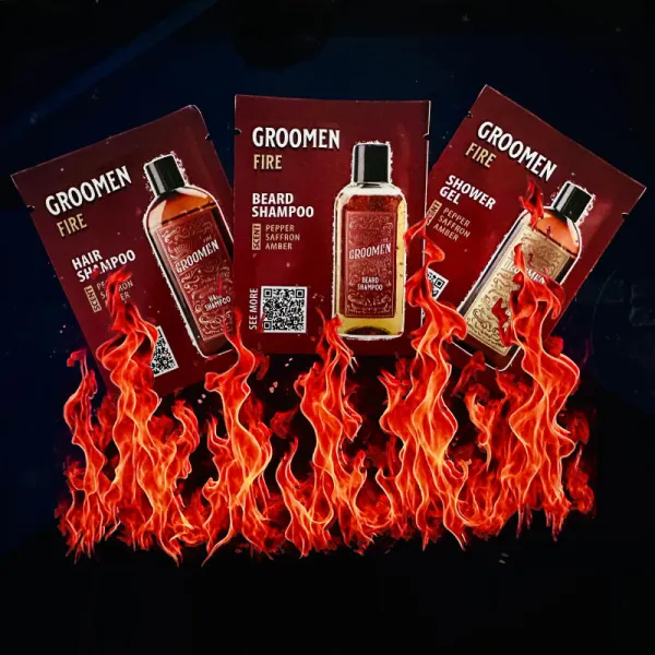 Groomen - Fire - Żel, szampon do brody i włosów - 3x5ml